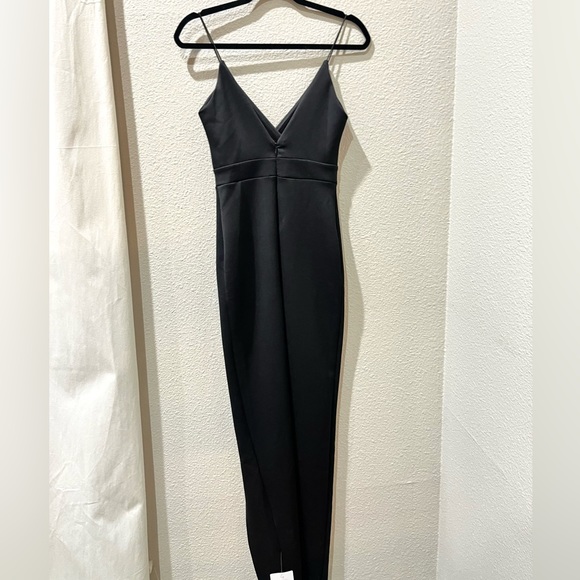 ASOS Design fold front scuba maxi dress with thigh split. Black. US size 2. - Picture 4 of 6